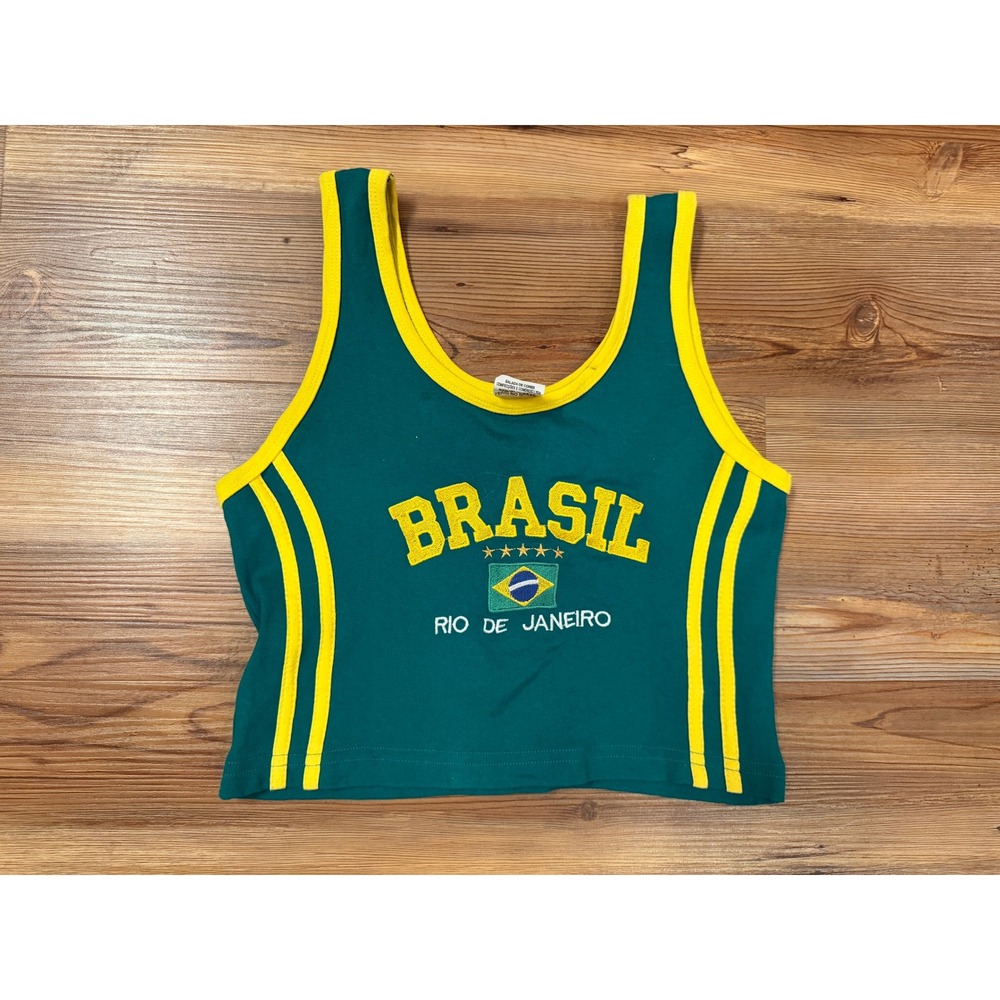 Salada De Cores Brasil Rio De Janeiro Tank Top Green Yellow Crop Size P Small